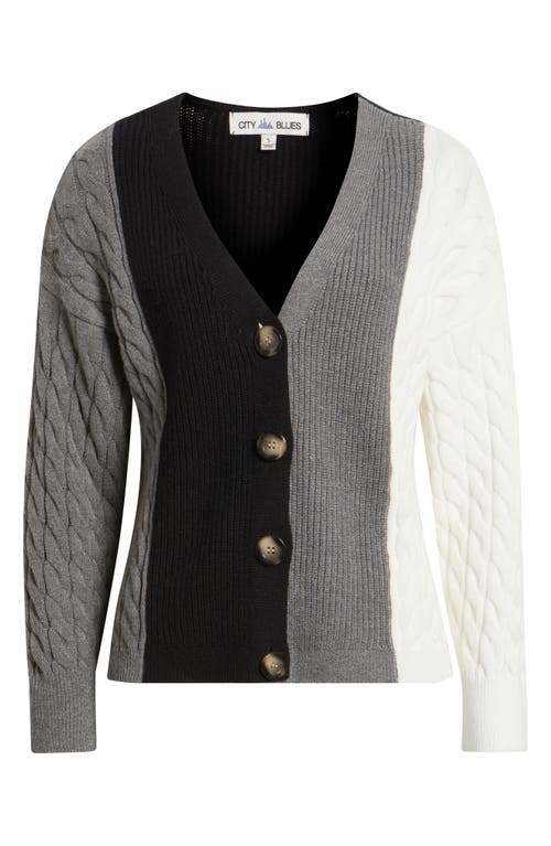 City Blues Colorblock Cardigan In White