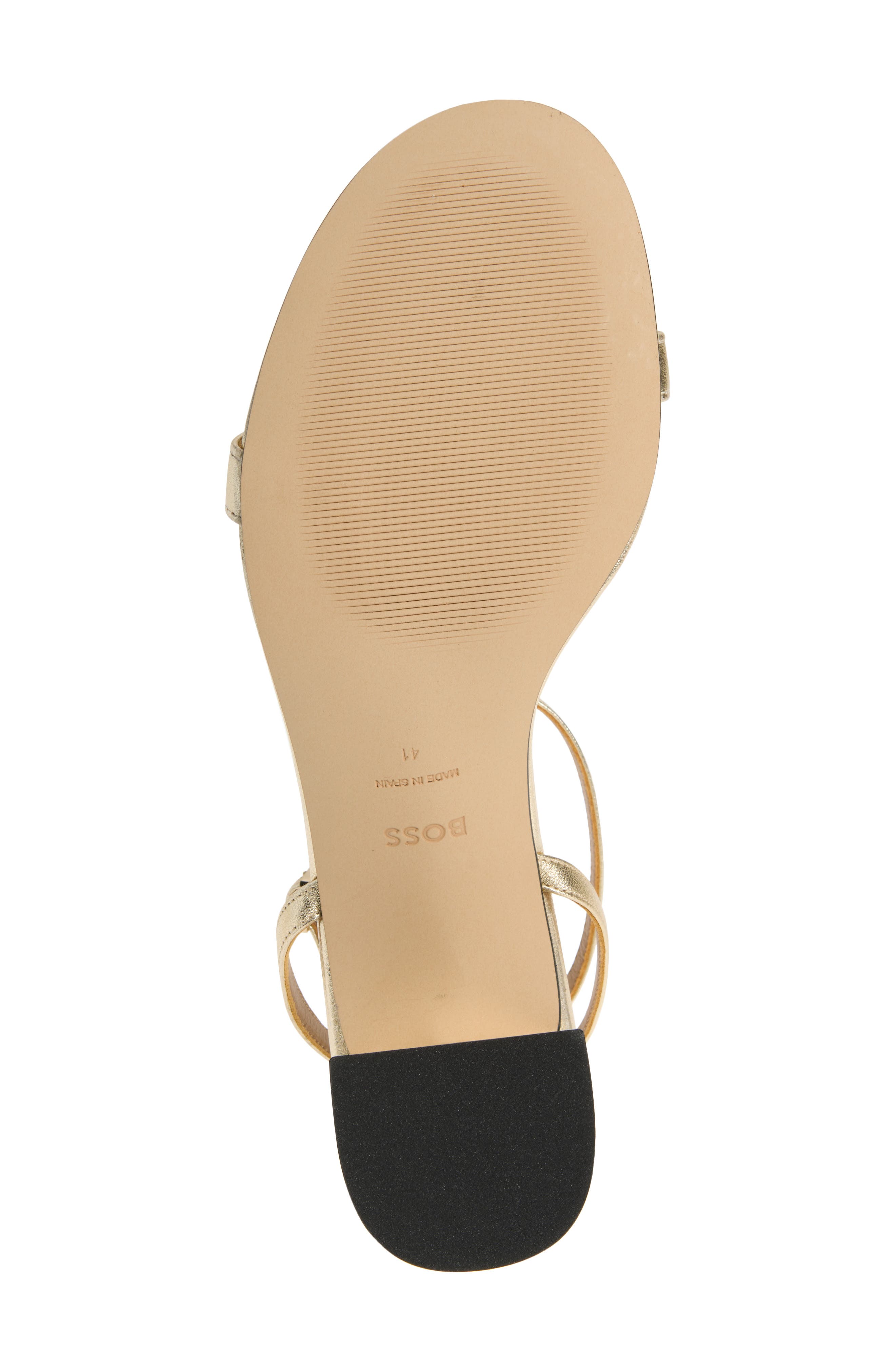 BOSS Cristas Leather Ankle Strap Sandal, Alternate, color, Gold