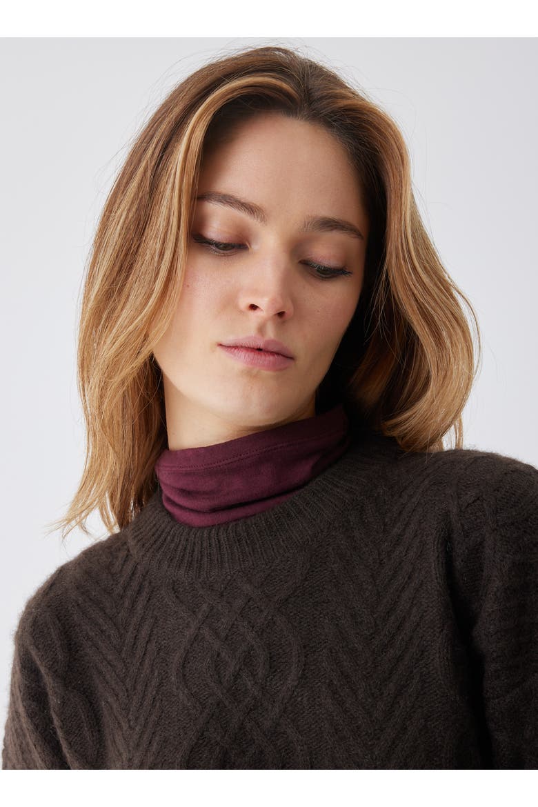 Yak Wool Cable Long Sleeve Crewneck, Alternate, color, CHOCOLAT