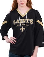 STARTER Women's Starter Black New Orleans Saints Rally Lace-Up 3/4 Sleeve T-Shirt