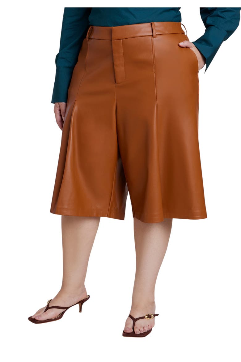 Faux Leather Bermuda Short, Main, color, CARAMEL CAFE