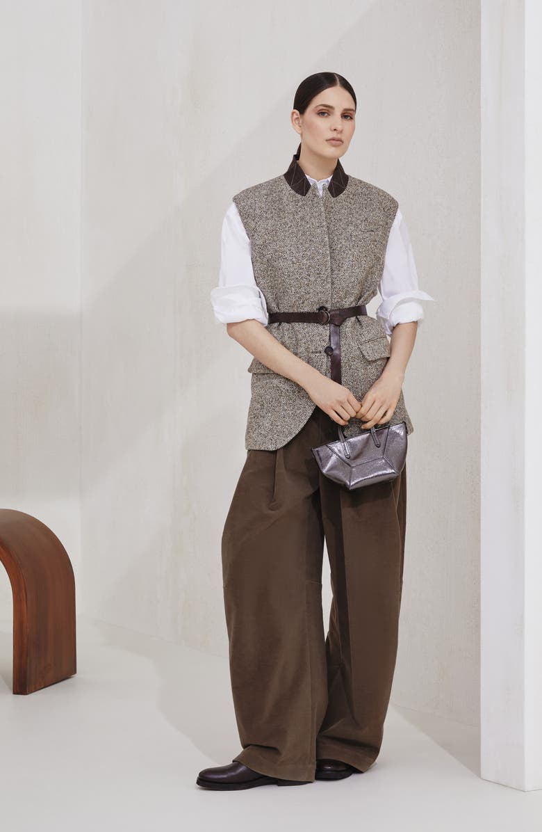 Brunello Cucinelli Flecked chevron vest, Alternate, color, Rope