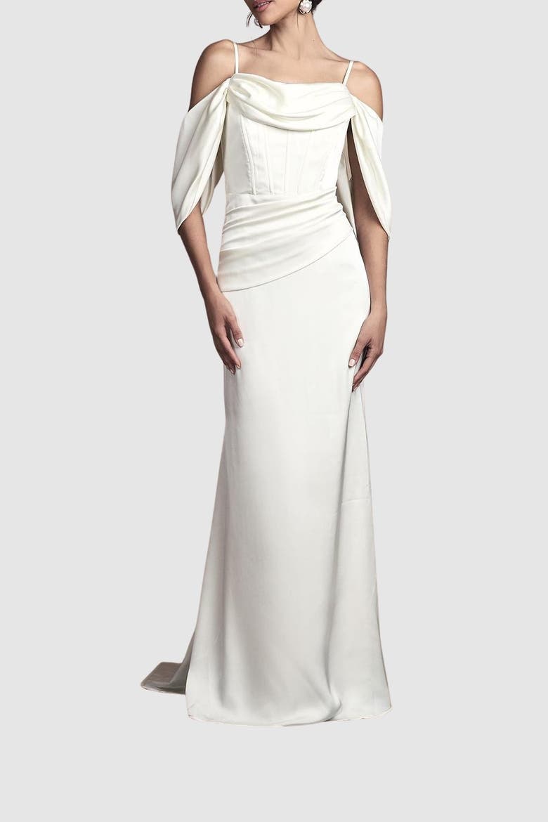 Cowl Neck Satin Maxi Dress, Alternate, color, Oyster