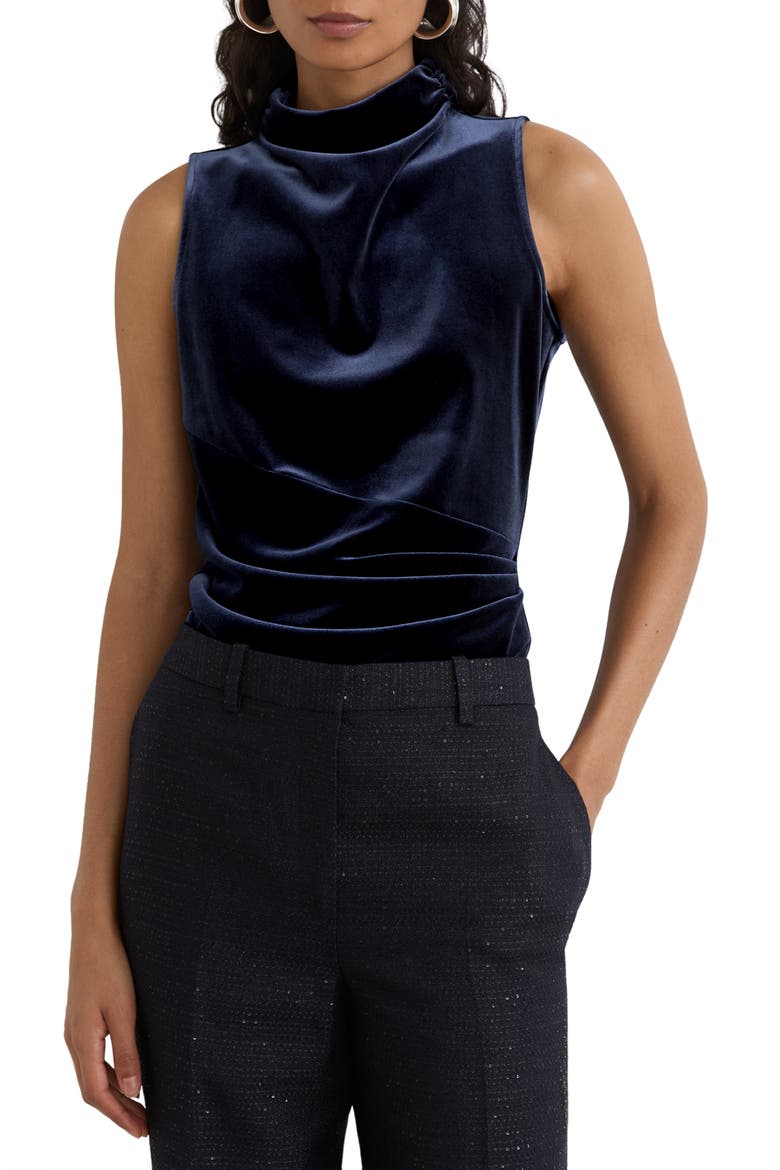 Remi Mock Neck Sleeveless Velvet Top, Main, color, GOLD