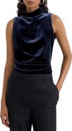 Reiss Remi Mock Neck Sleeveless Velvet Top