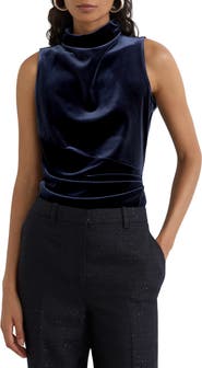 Reiss Remi Mock Neck Sleeveless Velvet Top