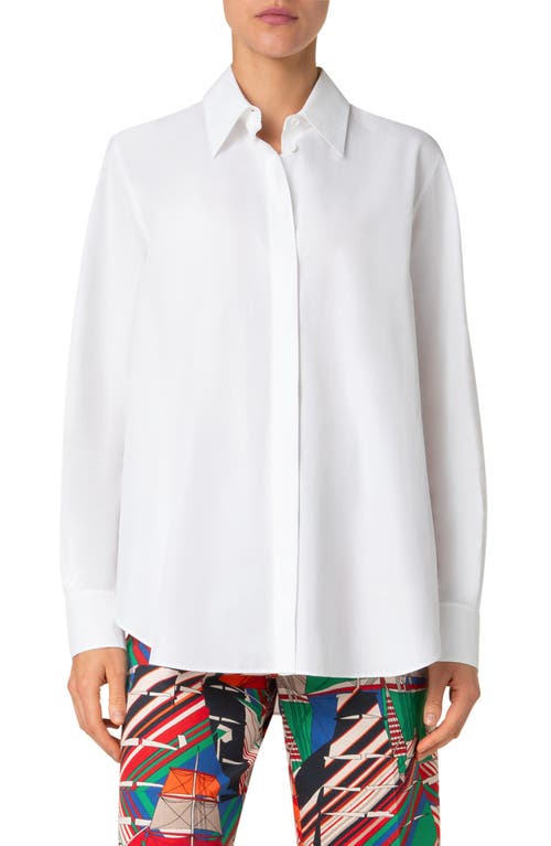 Akris Punto Long Sleeve Cotton Poplin Tunic Top In Cream