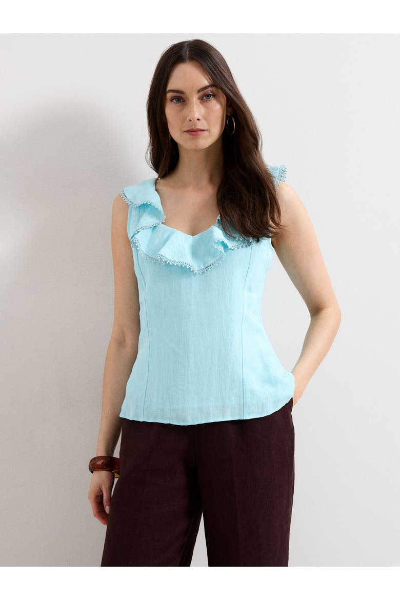 Rhona Sleeveless Linen Blend Blouse, Main, color, Pale Blue