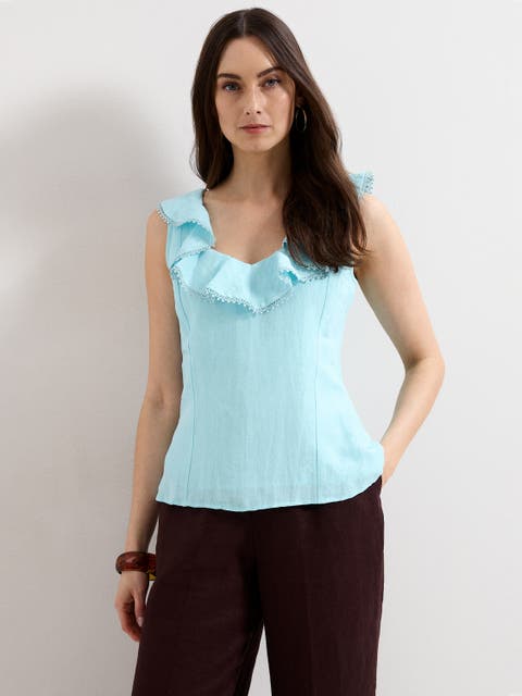 Rhona Sleeveless Linen Blend Blouse