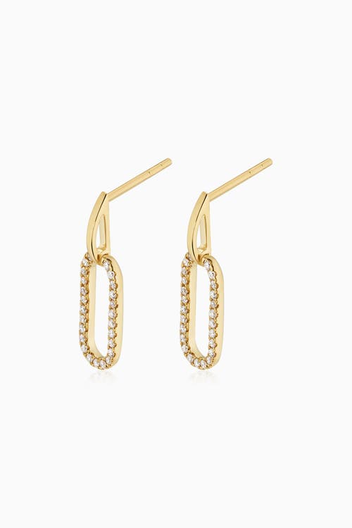 Oradina 10k Yellow Gold Venice Link Diamond Drop Earrings In Gold