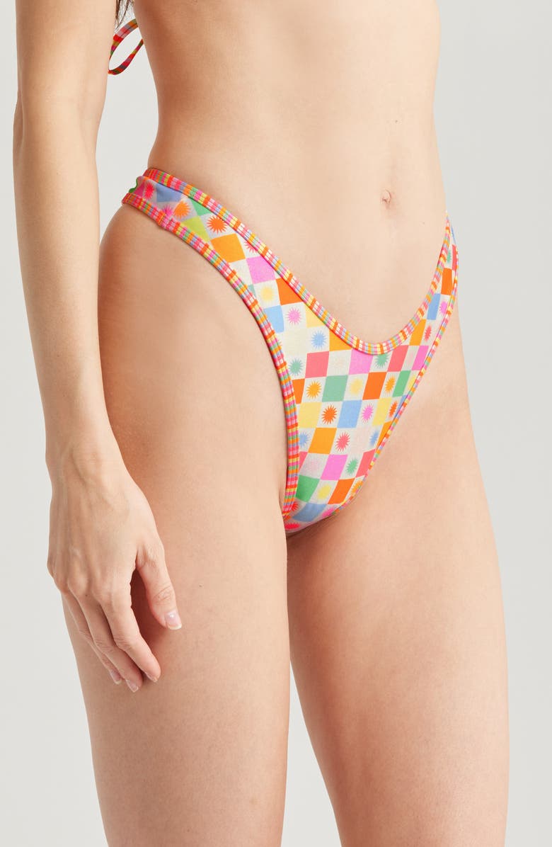 Kulani Kinis High Cut Thong Bikini Bottoms, Alternate, color, Sunshine Sorbet