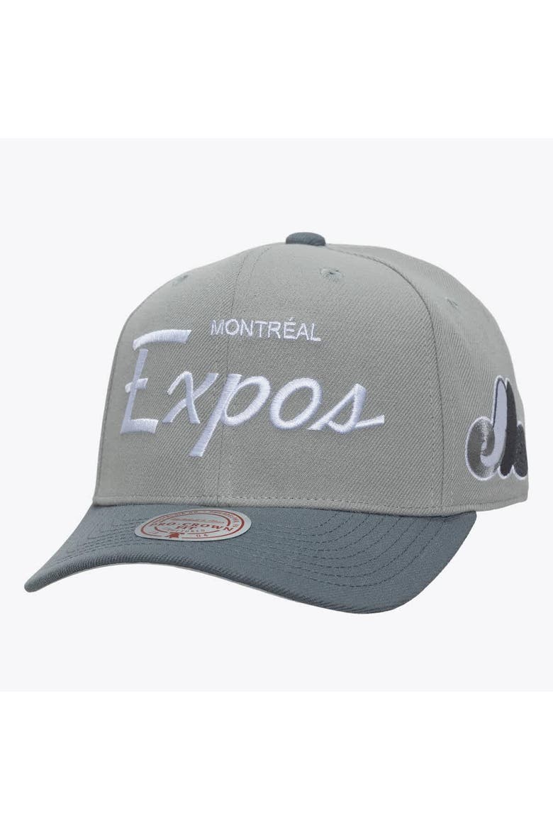 Men's Mitchell & Ness  Gray Montreal Expos Cooperstown Thunderstorm Head Coach Pro-Crown Adjustable Hat, Main, color, Gray