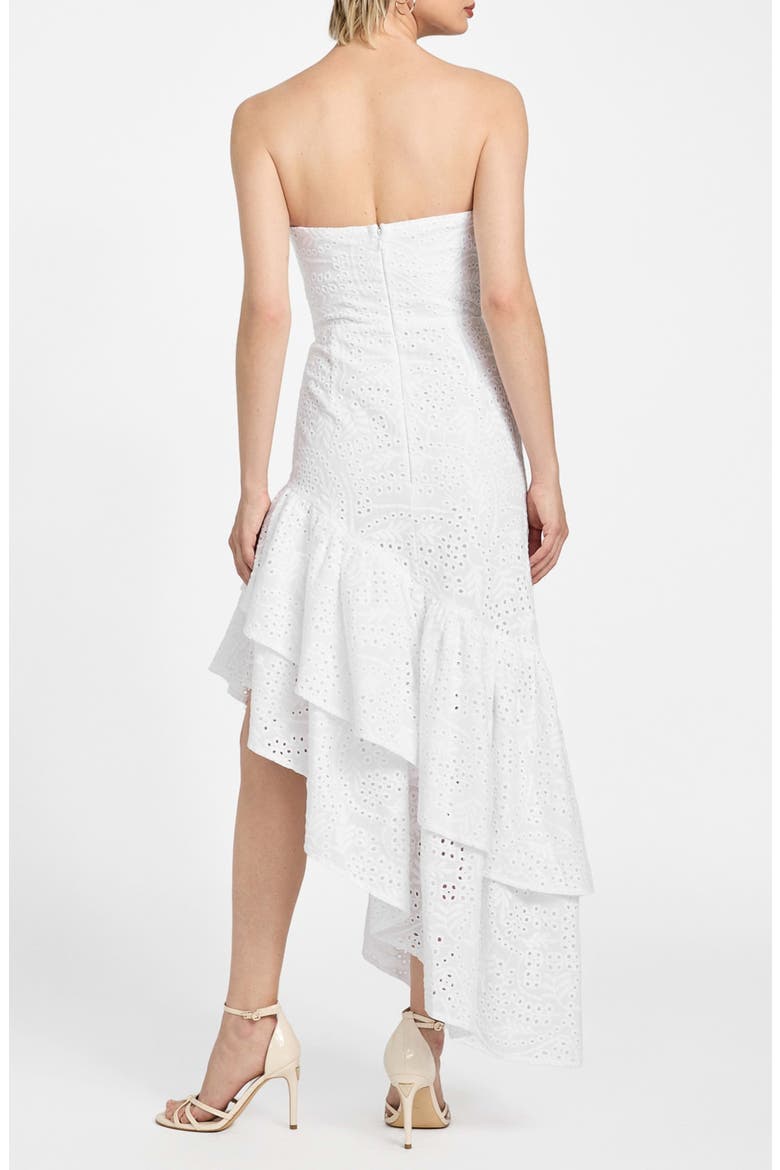 Joyce Embroidered Eyelet Cotton High-Low Dress, Alternate, color, WHITE
