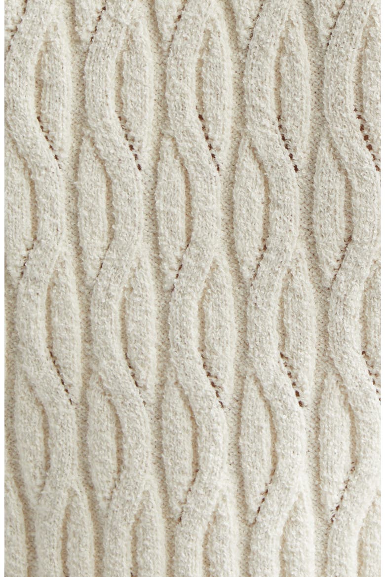 Contrast Trim Pointelle Cable Knit Polo, Alternate, color, IVORY