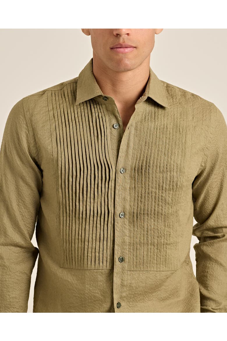 Giles Pleated Tailored-Fit Shirt, Alternate, color, Agave Green
