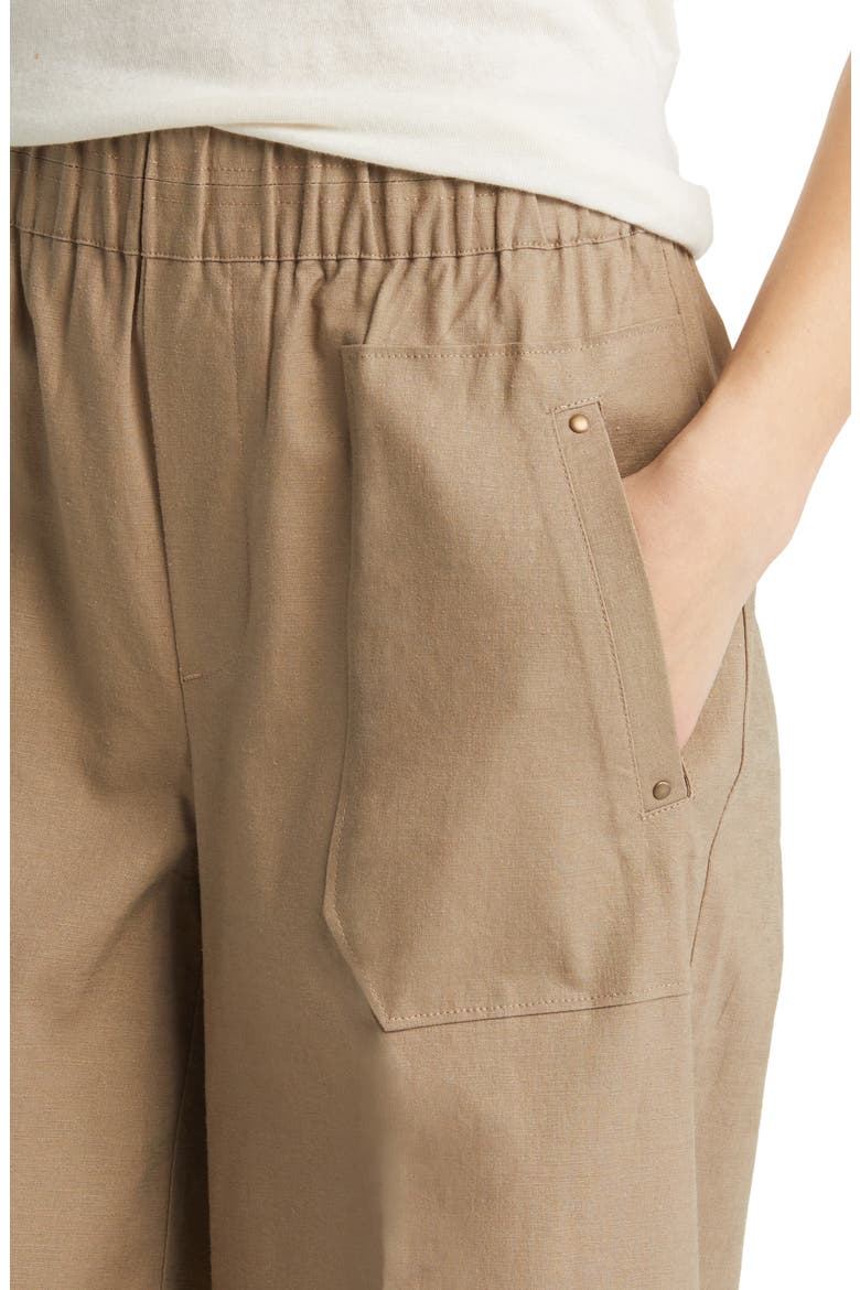 Patch Pocket High Waist Wide Leg Linen Blend Pants (Nordstrom Exclusive), Alternate, color, PORTOBELLO
