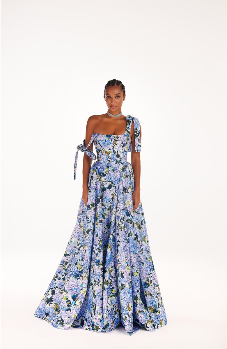 Milla Blue Hydrangea Strapped Maxi Dress, Alternate, color, Blue Hydrangea