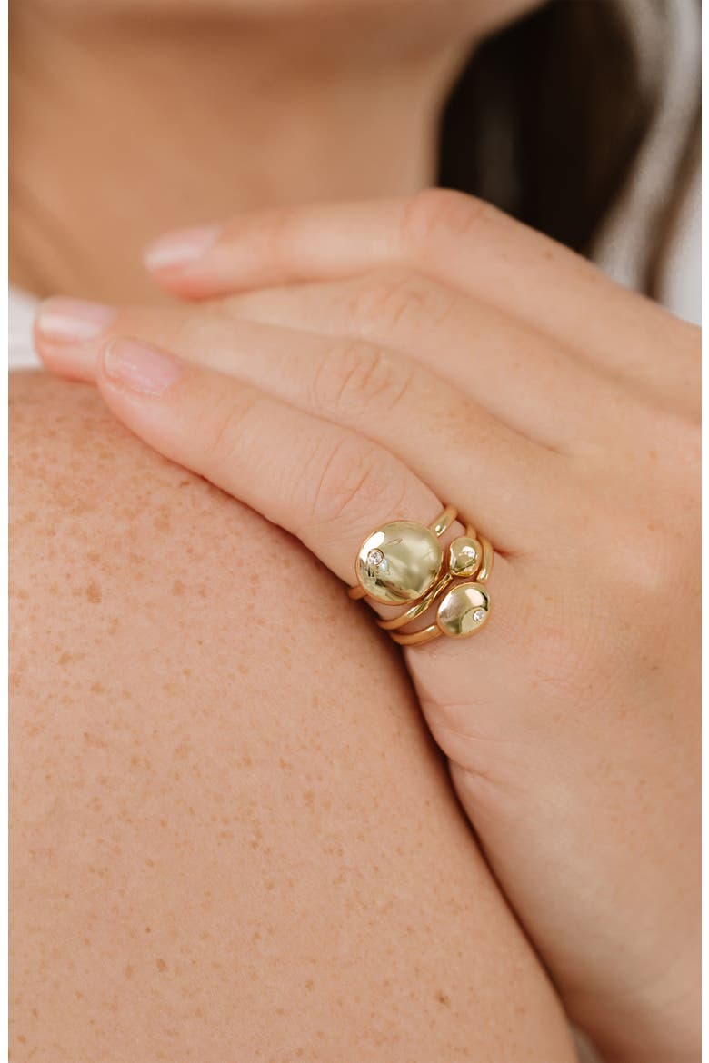 Set of 3 Polished Pebble Stackable Rings, Alternate, color, GOLD