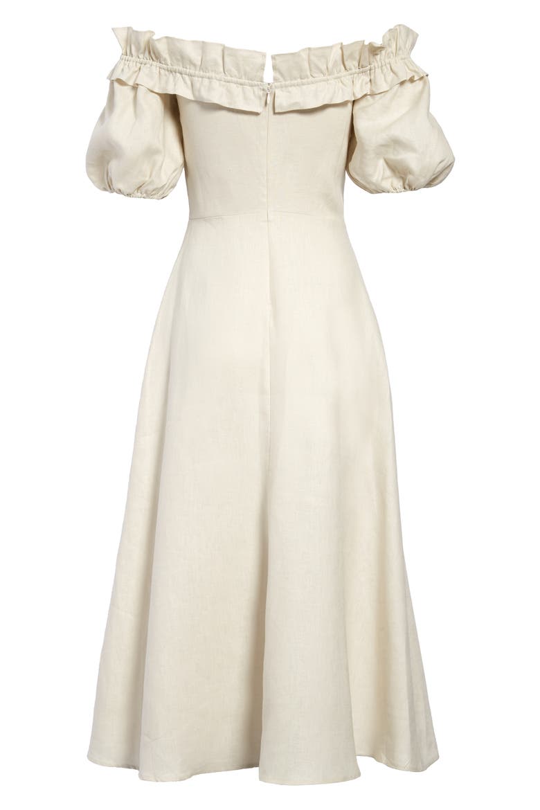 Marley Off the Shoulder Linen Dress, Alternate, color, CREAM