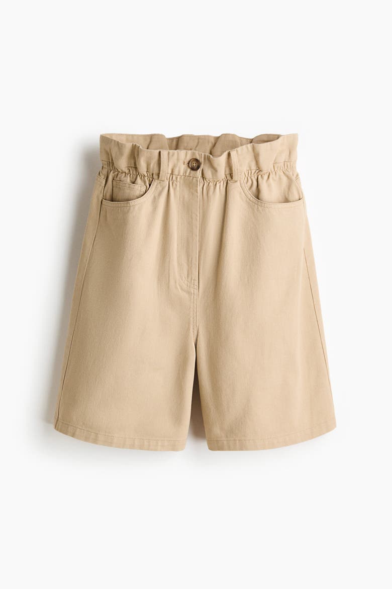 Paper Bag Bermuda Shorts, Alternate, color, Beige