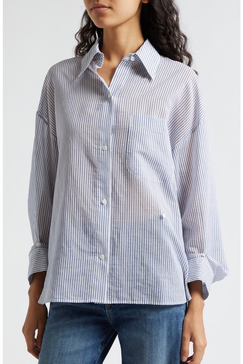 New Earl Stripe Cotton & Silk Button-Up Shirt, Alternate, color, MIDNIGHT MULTI