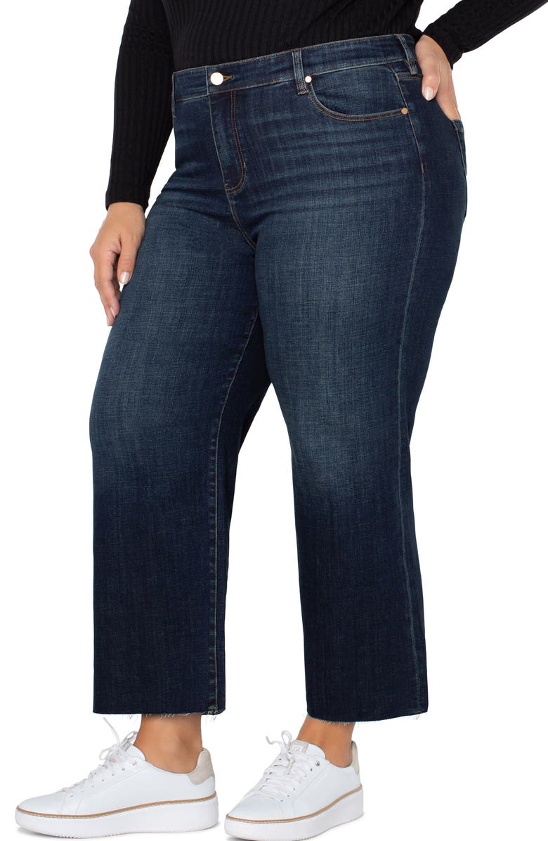 Liverpool Los Angeles Stride Raw Hem High Waist Crop Wide Leg Jeans, Alternate, color, 