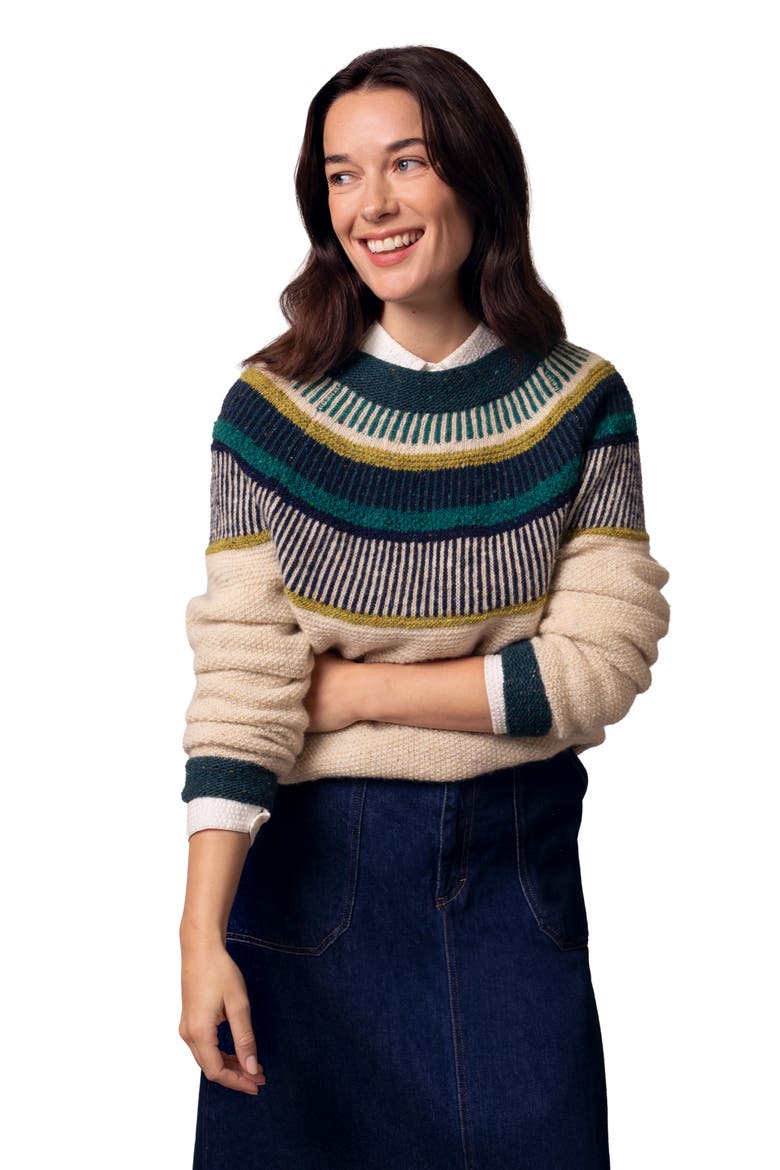 Statement Donegal Sweater, Main, color, Oatmeal / Emerald