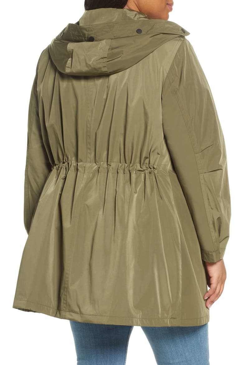 Water Repellent Hooded Raincoat, Alternate, color, DARK MOSS