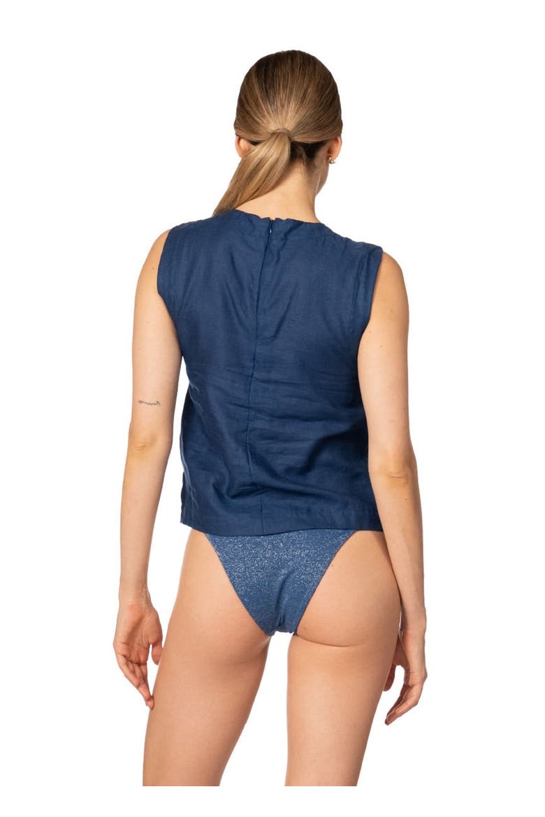 Sacred Sun Dafne Metallic Sun Vest In Linen, Alternate, color, NAVY BLUE