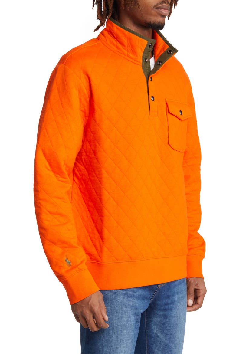 Quilted Double Knit Quarter Snap Pullover, Alternate, color, SAILING ORANGE MULTI