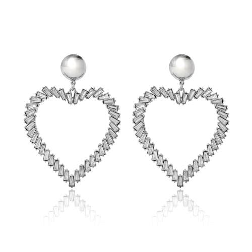Bcbg Eneration Silver-tone Heart Hoop Earrings In Silver