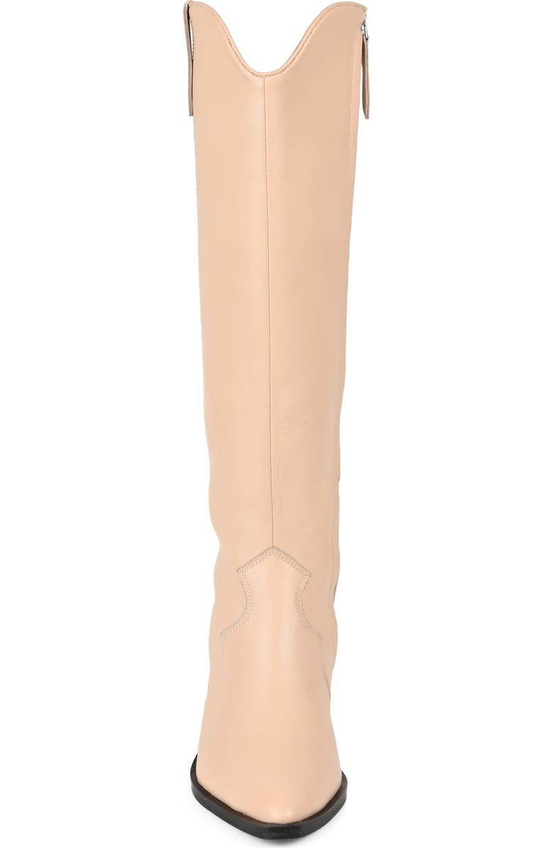 Journee Signature Pryse Leather Western Boot, Alternate, color, Nude