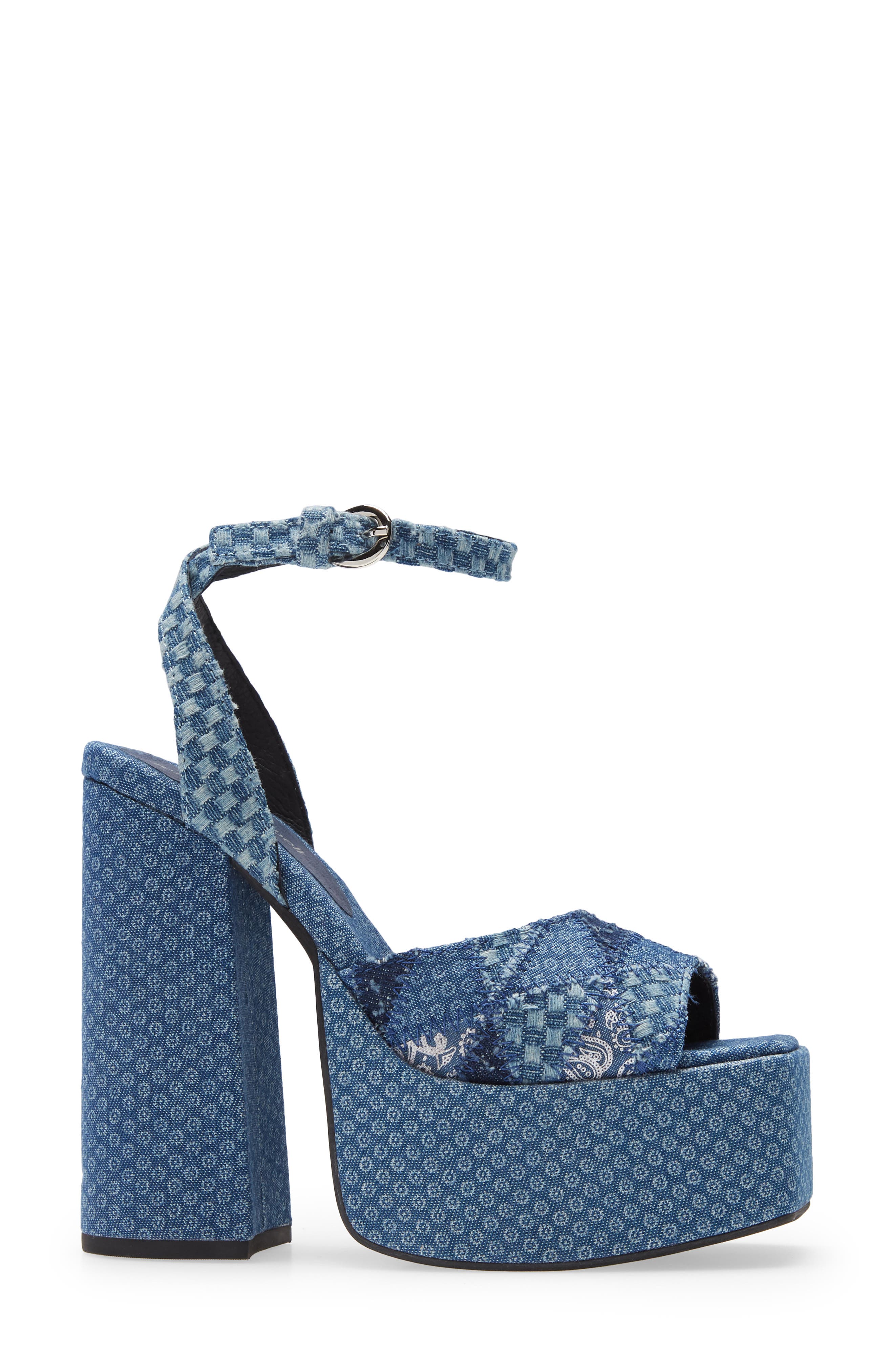 Seventy-One Ankle Strap Platform Sandal, Alternate, color, BLUE DENIM PATCHWORK MLTI