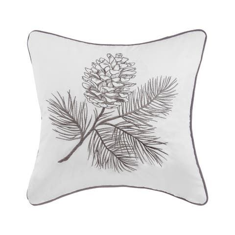 Pinecone Spring Embroidered Christmas Throw Pillow, 18" x 18"