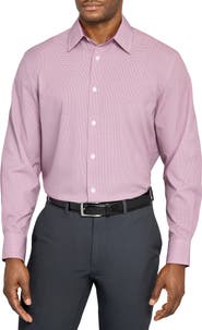 W.R.K Regular Fit Red Micro Houndstooth Performance Dress Shirt