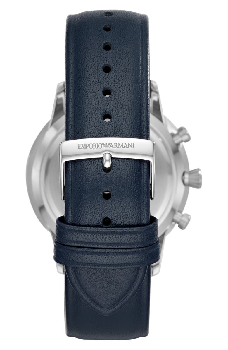 Emporio Armani Leather Strap Chronograph Watch, 43mm, Alternate, color, 