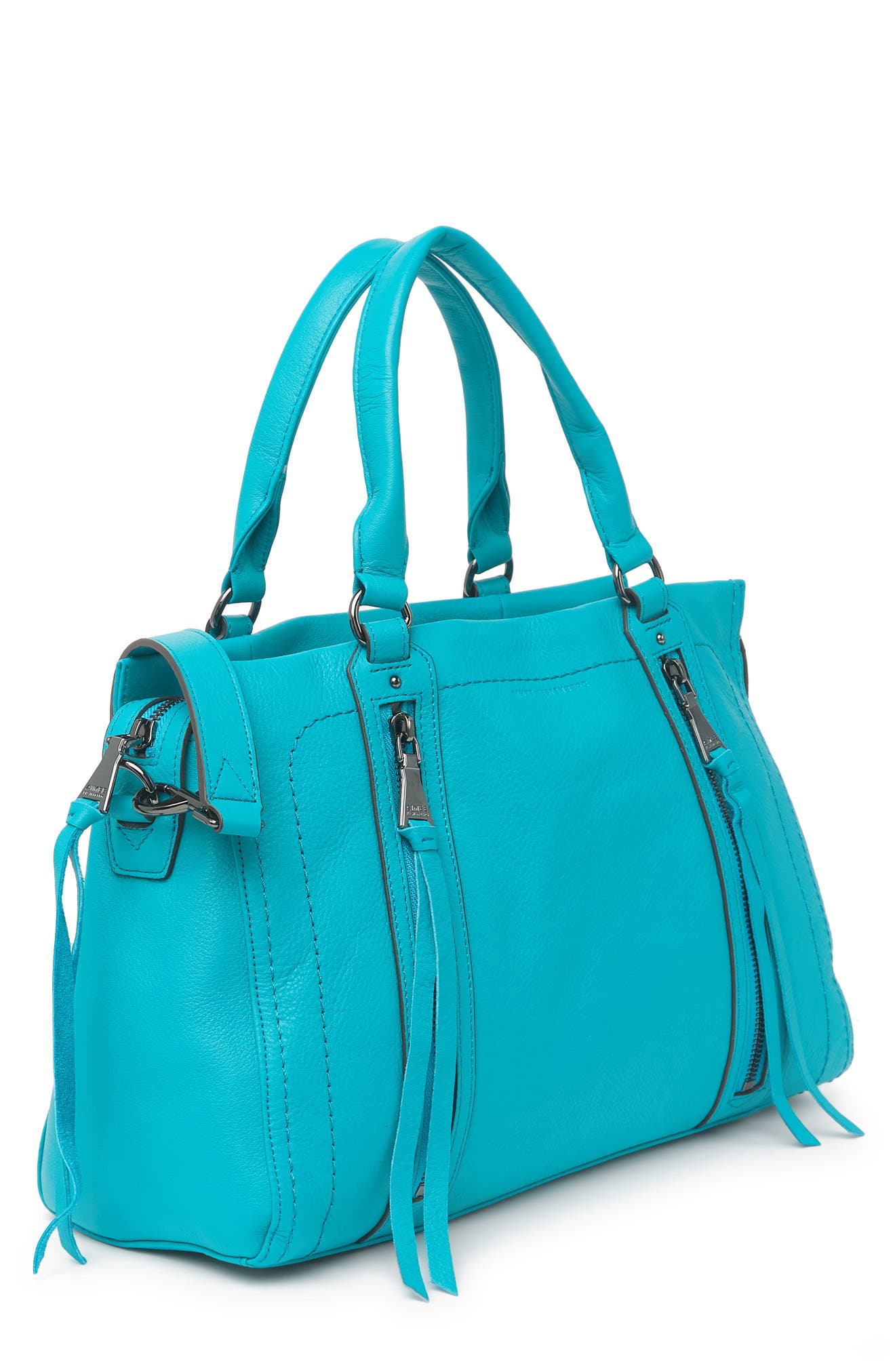Kestenberg Zip Me Up Triple Entry Leather Satchel, Alternate, color, BLUE BIRD