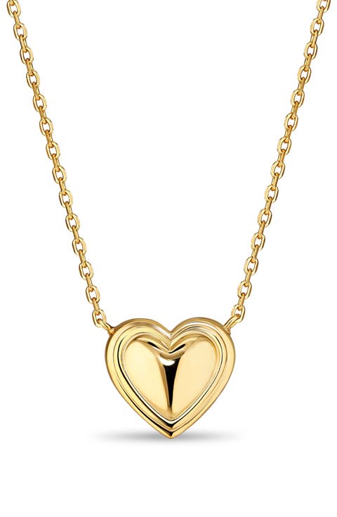 Contoured Line Heart Pendant Necklace