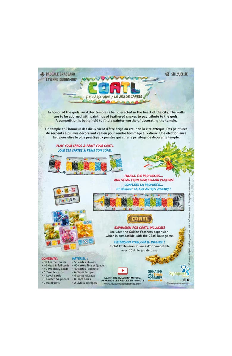 Synapses Games Coatl Card Game Pattern Building Card Game 10+, Alternate, color, Multicolored