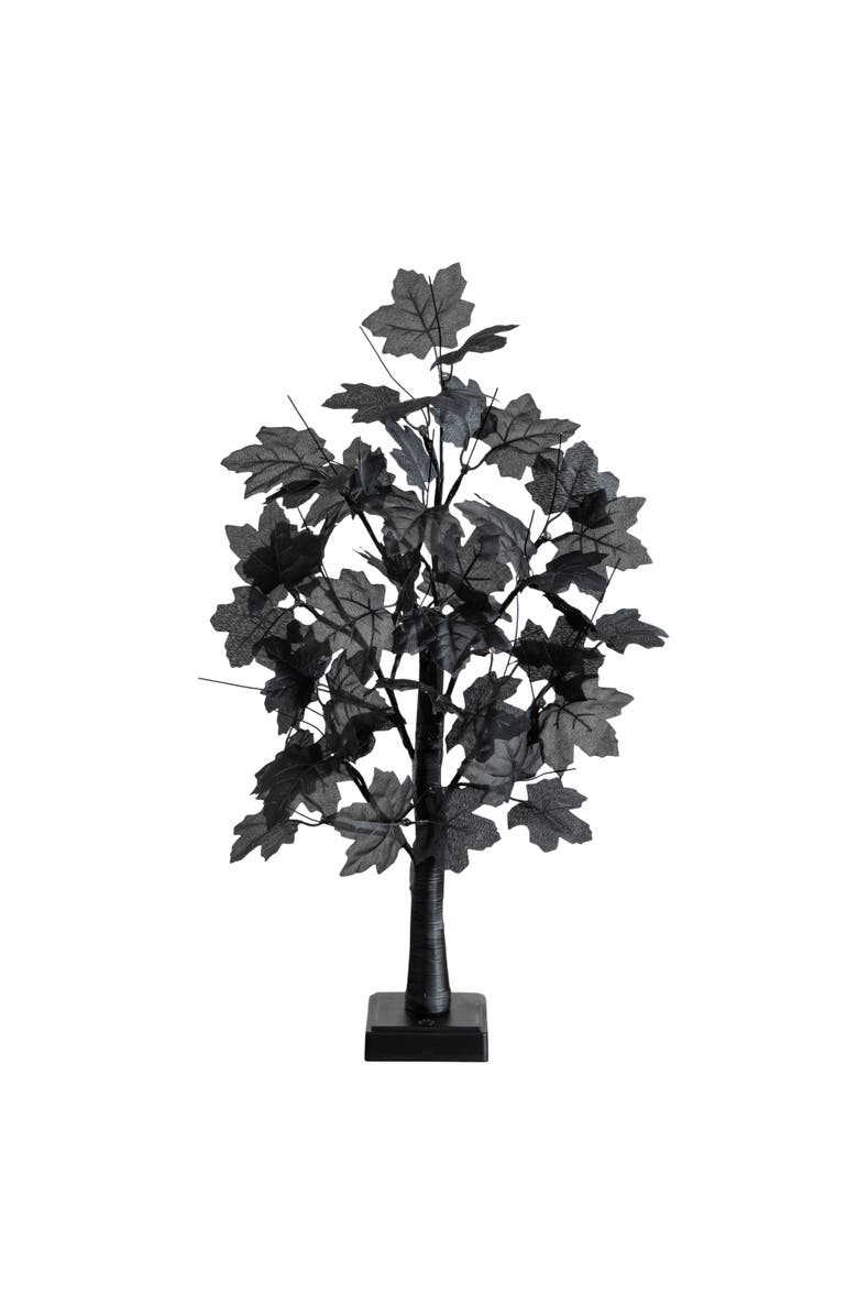 NEARLY NATURAL 2-ft Pre-Lit Artificial Halloween Black Maple Tree with 24 Orange & Purple LED Lights, Main, color, Black