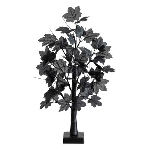 2-ft Pre-Lit Artificial Halloween Black Maple Tree with 24 Orange & Purple LED Lights