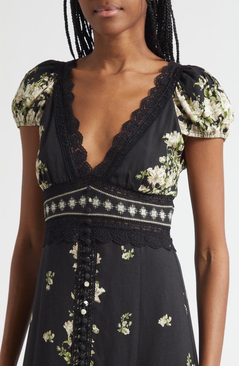 Alice + Olivia Floral Lace Detail Dress, Alternate, color, Free Falling
