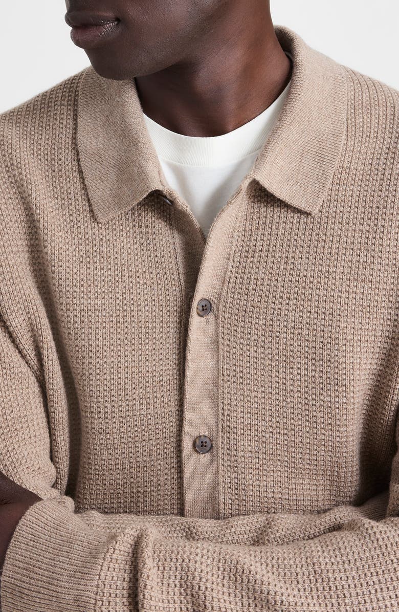 Madewell Merino Wool Collared Cardigan, Alternate, color, Heather Brown