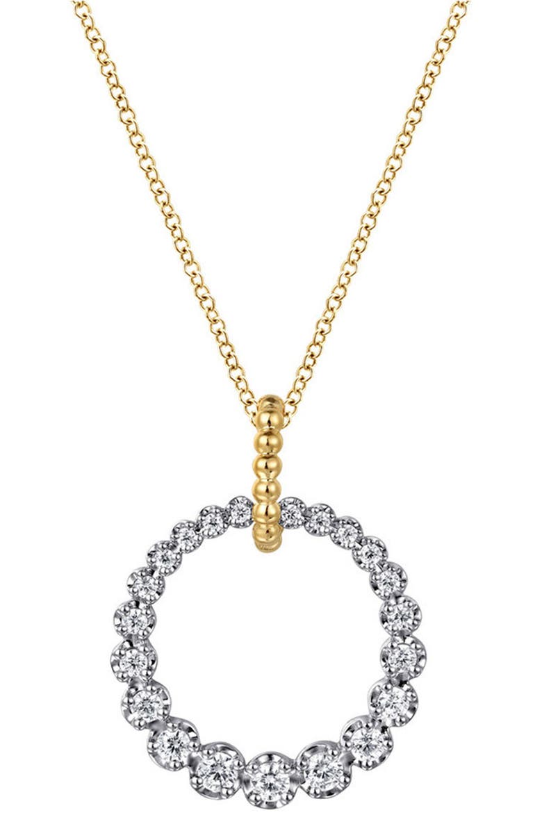 Gabriel & Co. Bujukan Diamond Circle Pendant Necklace, Main, color, Two Tone