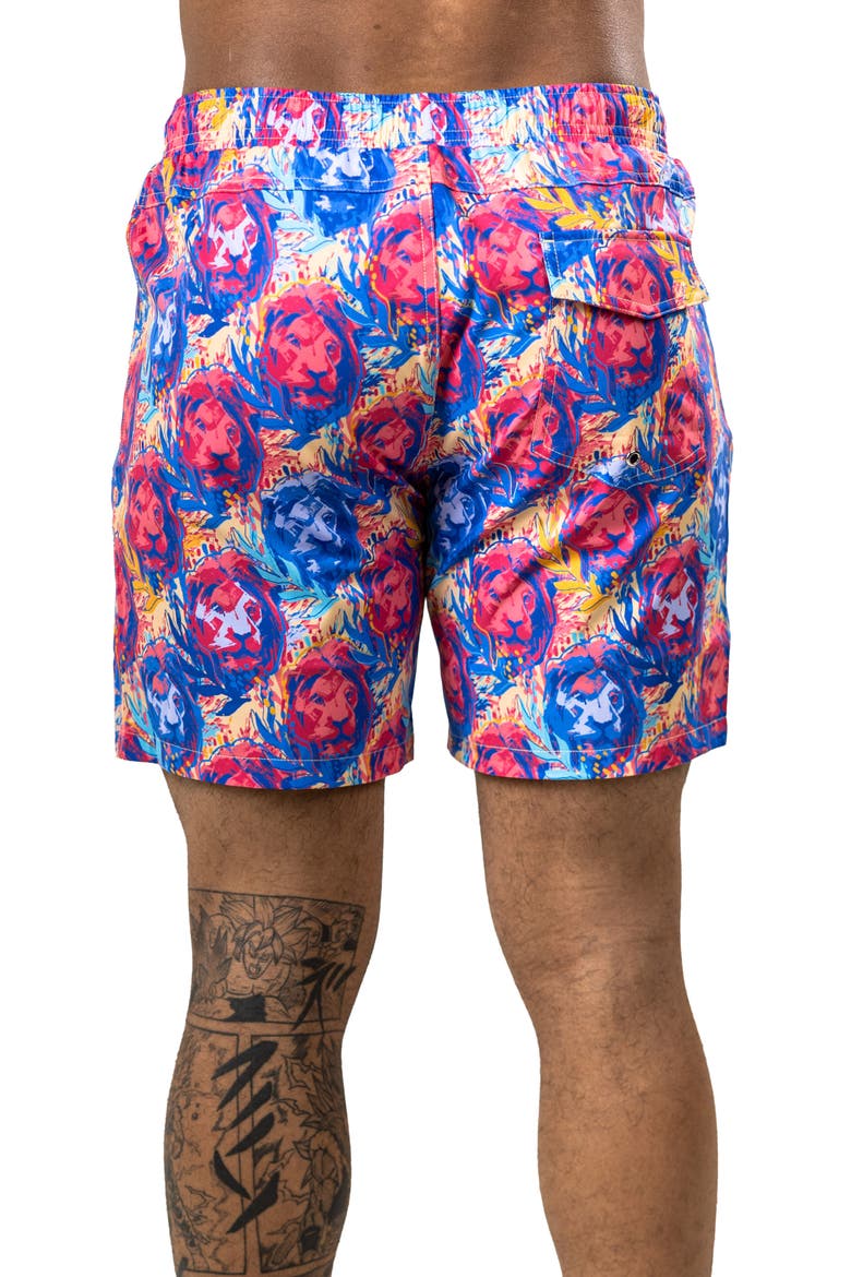 Swim Marthyr Print Swim Trunks, Alternate, color, RED