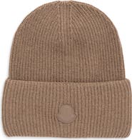 Moncler Logo Patch Virgin Wool & Cashmere Beanie