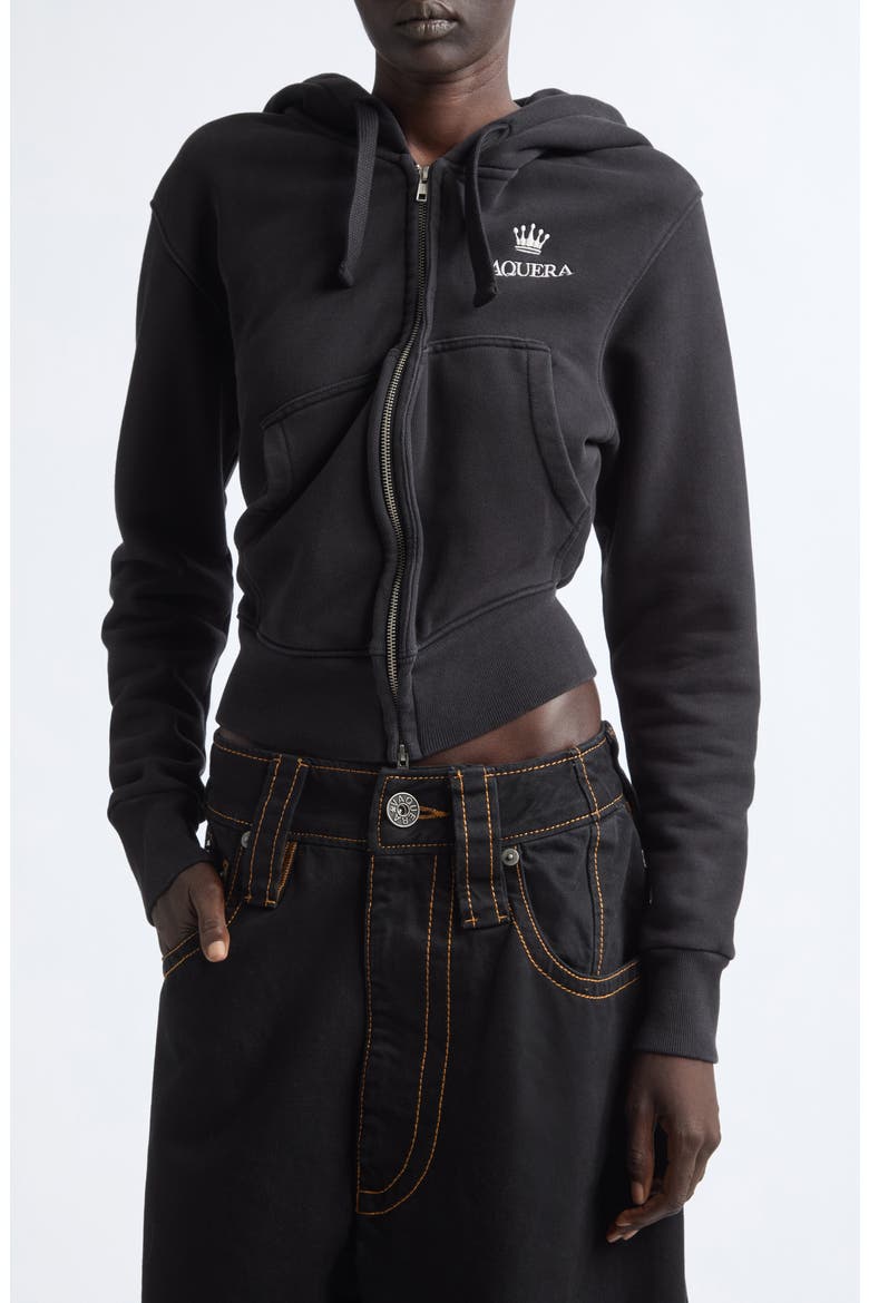 Twisted Cotton Fleece Hoodie, Main, color, BLACK