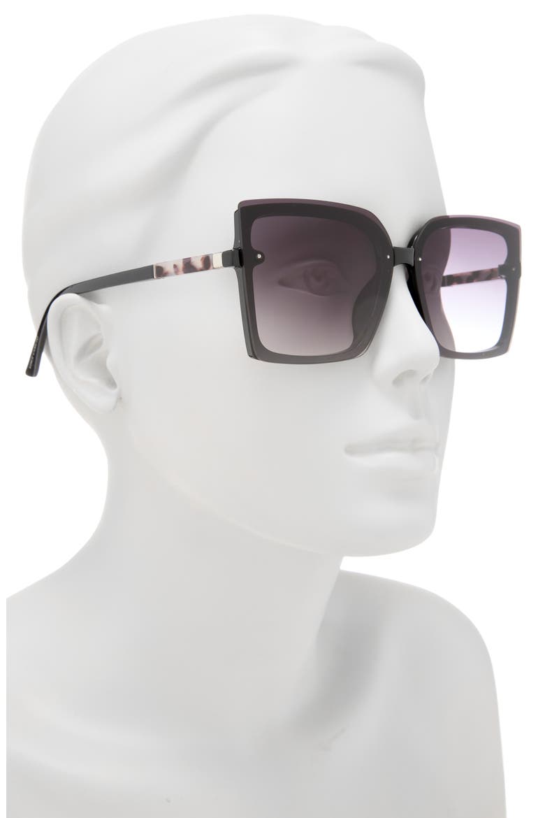 136mm Oversize Square Sunglasses, Alternate, color, BLACK