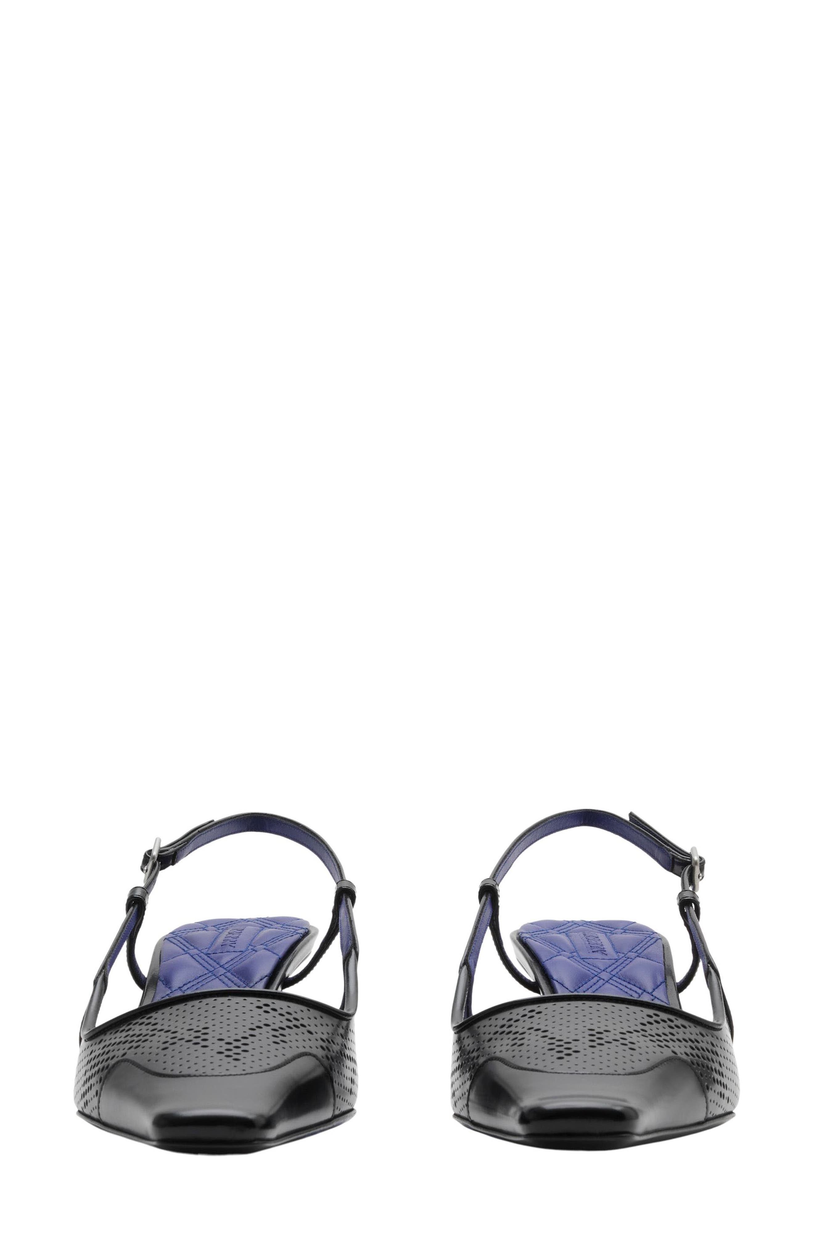 Burberry Chisel Square Toe Kitten Heel Slingback Sandal, Alternate, color, 