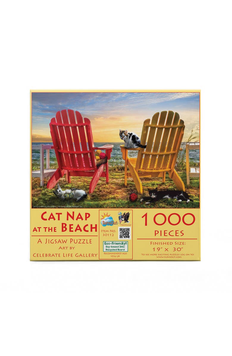 Sunsout Cat Nap at the Beach 1000 piece Jigsaw Puzzle for Adults, Alternate, color, Multicolor